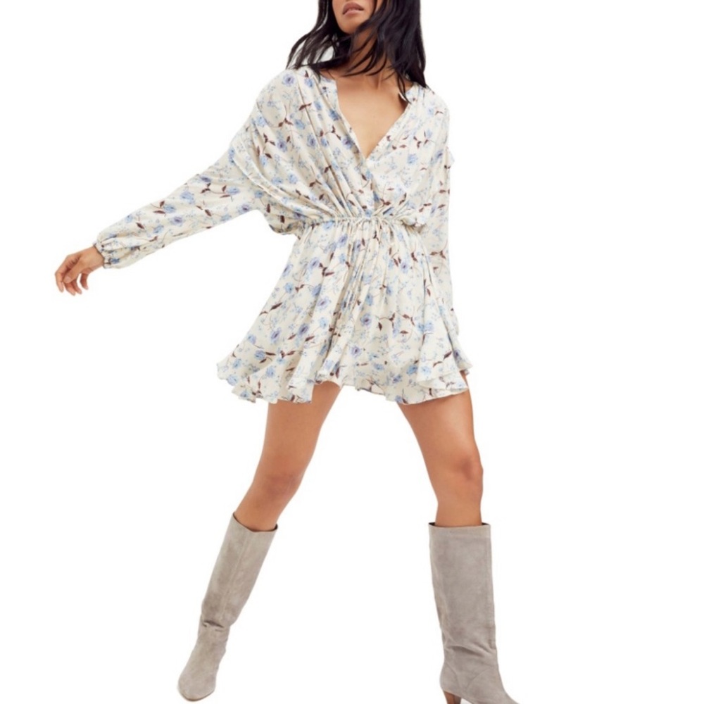 CYBER SALE🕊️Free People Flower Fields Button Down Long Sleeve Babydoll Dress